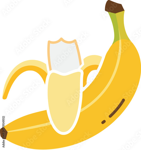 Healthy ripe banana fruit peeled and ready to eat fresh organic tropical food illustration vector