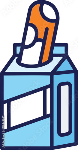 Cartoon illustration of a juice box with a straw coming out symbolizing refreshment and healthy drinks vector