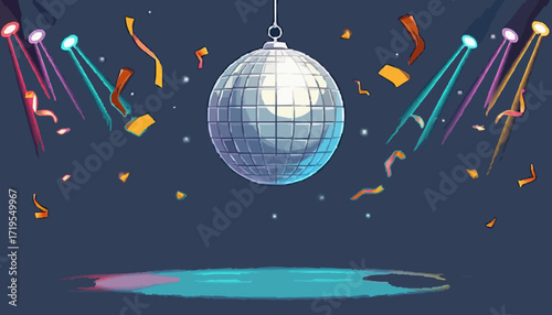 Vibrant Disco Party with Confetti Fun