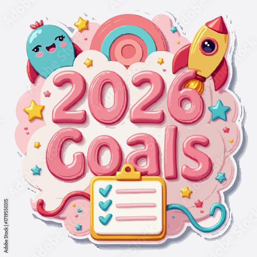 Playful Cartoon Illustration for 2026 Goal Setting