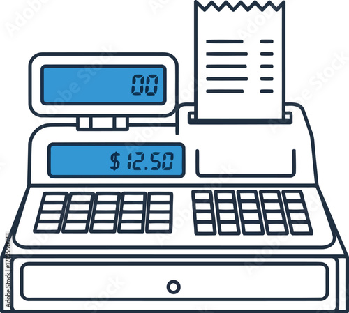 Vintage cash register retro commerce device for retail transactions and point of sale systems vector