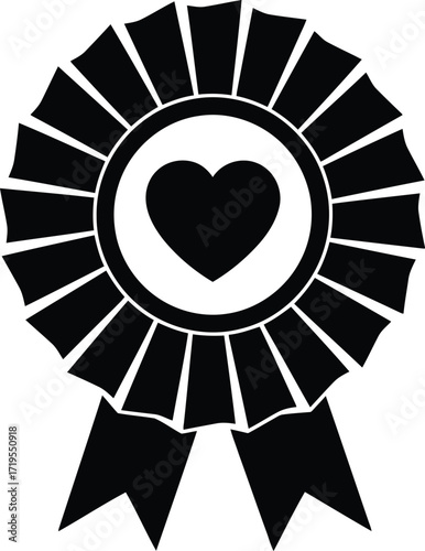 Award ribbon heart icon symbol recognition excellence achievement success victory award symbol vector