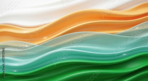 Tricolor waves background with smooth and glossy color transitions pattern