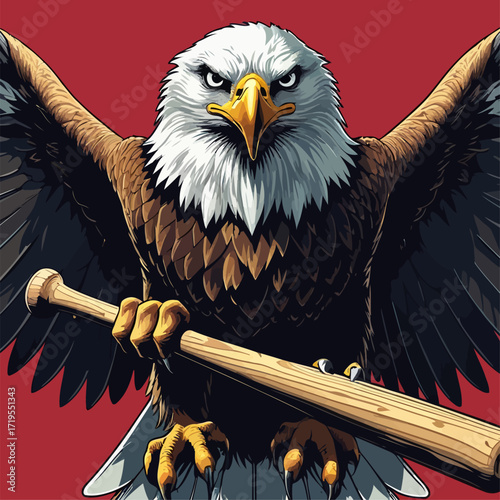 vector eagle carrying a baseball bat
