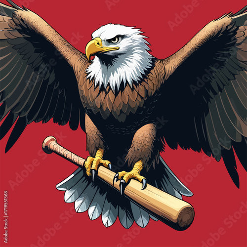 vector eagle carrying a baseball bat