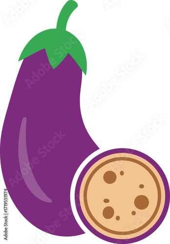 Fresh vibrant eggplant vegetable whole slice isolated food ingredient healthy eating culinary staple organic produce raw ingredient vector