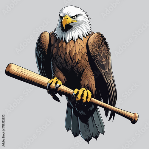 vector eagle carrying a baseball bat