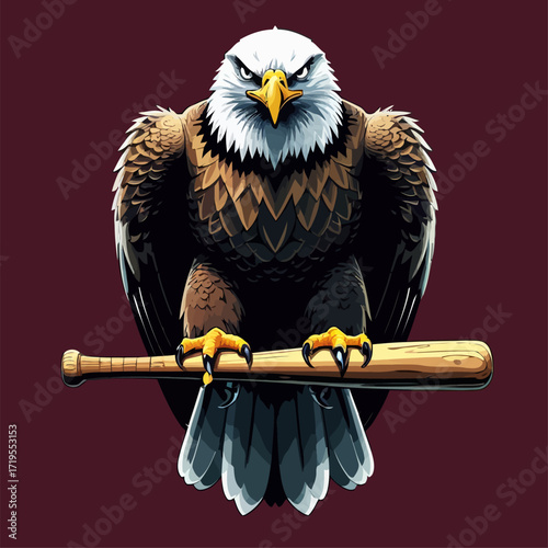 vector eagle carrying a baseball bat