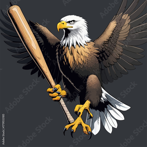 vector eagle carrying a baseball bat