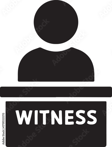 Silhouette of a courtroom witness icon, perfect for legal, trial, and justice design projects.