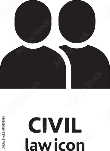 Silhouette of a civil law icon, ideal for legal, justice, and courtroom design projects.