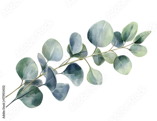 Watercolor blue eucalyptus frame, hand-painted leaves and berries, elegant border for invitations, cards, festive modern decor, contemporary winter nature background and stylish template

