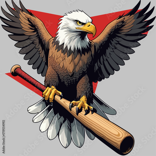 vector eagle carrying a baseball bat
