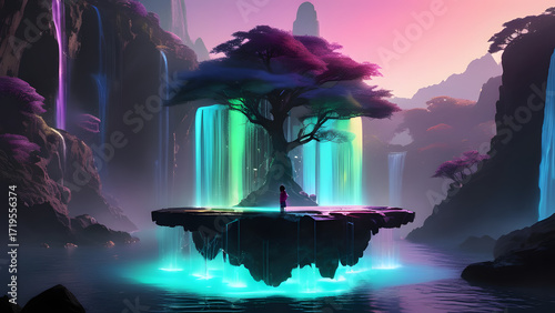 fantasy landscape with a man