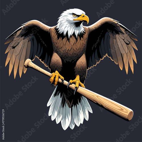 vector eagle carrying a baseball bat