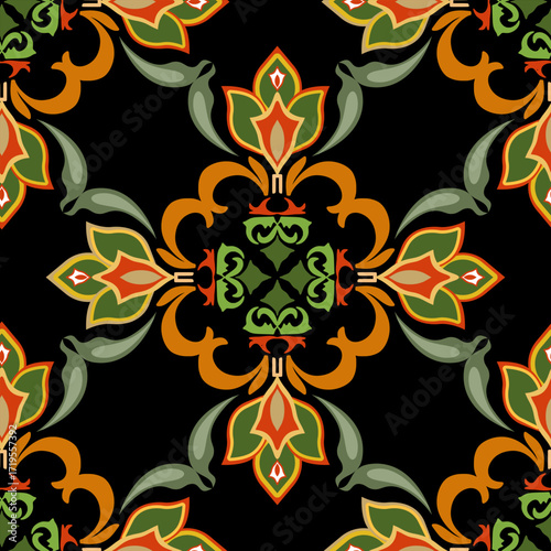 Geometric, ethnic oriental ikat seamless pattern treditional Design for background, carpet wallpaper, clothing, wrapping, batik, fabric, Vector illustration, embroidery style.  
