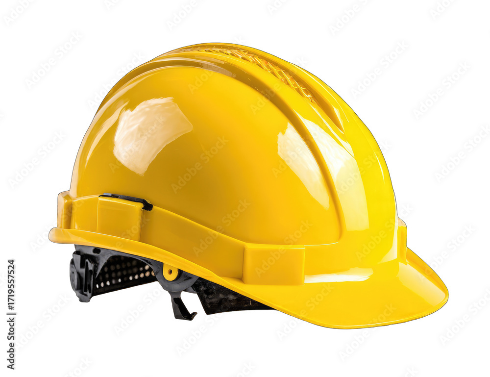 Fototapeta premium Bright yellow hard hat, safety gear