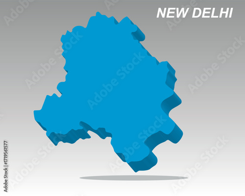 3D vector map of New Delhi, the capital city of India. Low poly digital line art style is perfect for web, travel, and tech presentations focused on India and general projects about India