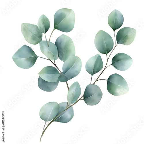 Watercolor blue eucalyptus frame, hand-painted leaves and berries, elegant border for invitations, cards, festive modern decor, contemporary winter nature background and stylish template


