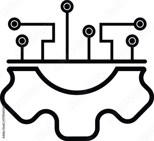 Abstract microchip gear icon symbolizing innovation technology and engineering