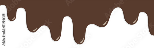 Chocolate melted dripping on white background.