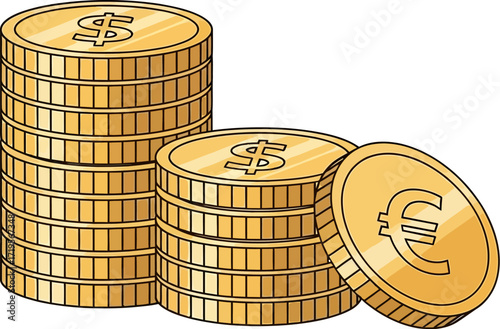 Stacks of golden coins representing wealth and financial growth