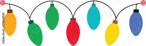 Colorful christmas lights bulbs on white background