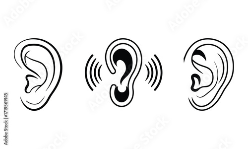 Outline of a human ear silhouette vector