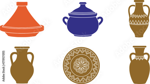 Collection of diverse ceramic pottery and cookware in various shapes and colors