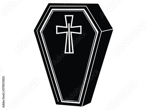 coffin cross silhouette icon design on white background