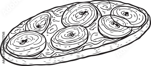 Bruschetta Simple Sketch Drawing Hand-drawn Doodle Vector Illustration for Restaurant Café Menu, Isolated Black and White