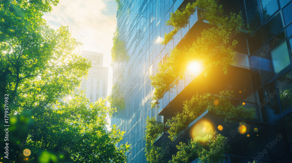Fototapeta premium modern office building with green leaves