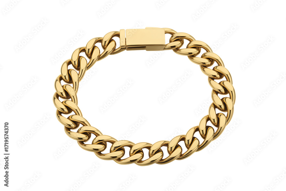 Obraz premium Elegant gold cubano link bracelet fine jewelry piece for men and women isolated on transparent background