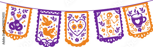 garland of flags Day of the Dead decorative papel picado flag