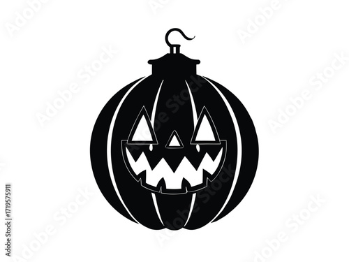 pumpkin lantern silhouette icon design on white background
