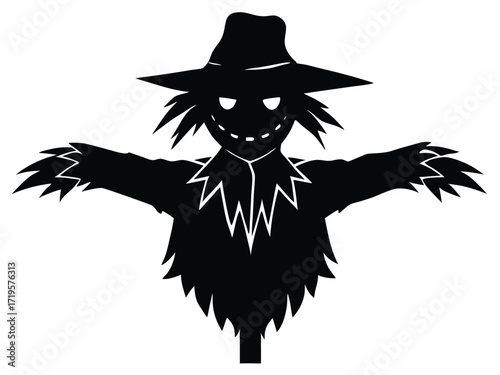 scarecrow head silhouette icon design on white background