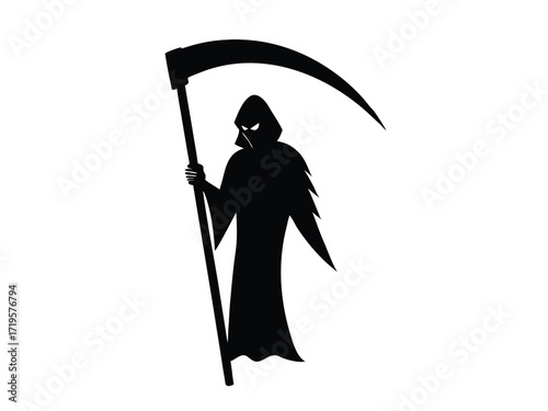 scythe silhouette icon design on white background