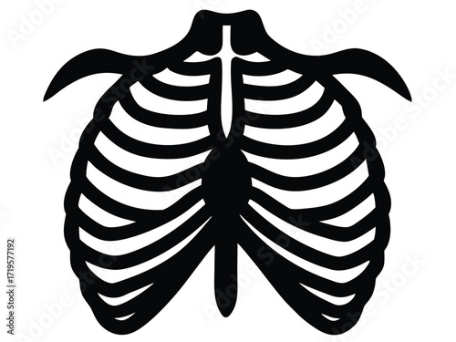 skeleton ribcage silhouette icon design on white background