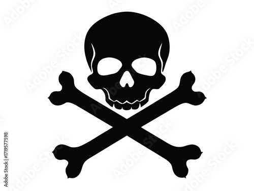 skull and bones silhouette icon design on white background