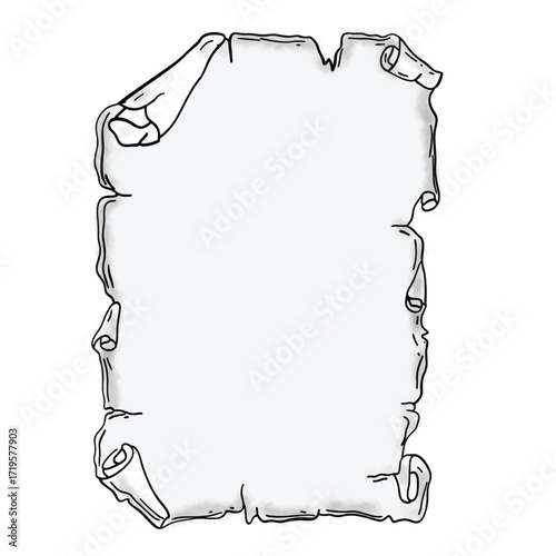 Blank Old Parchment Scroll Vector Illustration - Vintage Paper Background Template