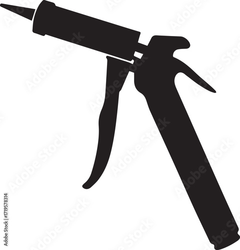 Caulk gun tool for construction silhouette vector, black and white silhouette vector illustration