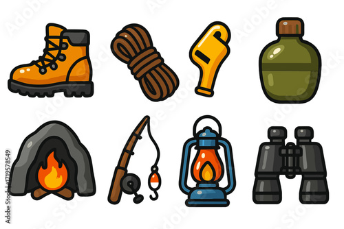 Equipment and essentials for camping and outdoor adventures in nature