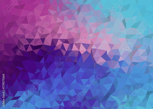 Low poly triangular background in bright rainbow colors. Colorful polygonal banner template. Multicolor backdrop in origami style.