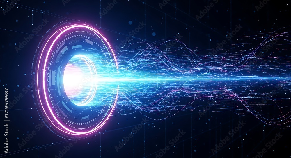 Obraz premium Futuristic Teleportation or Quantum Computing Concept