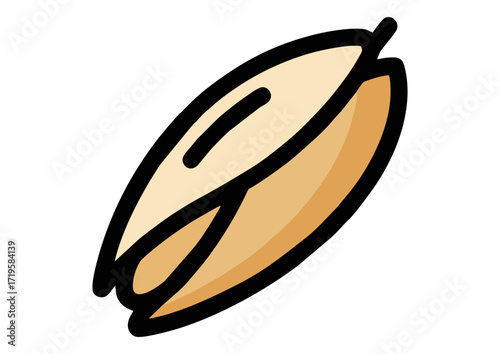 Cute cartoon acorn character illustration with a happy face and green leaf
