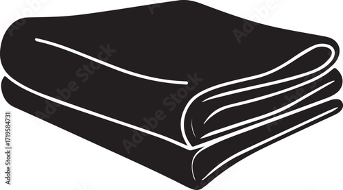 folded fabric stack textile cloth black and white silhouette vector illustration