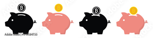 Piggy bank bitcoin money icon, vector illustration