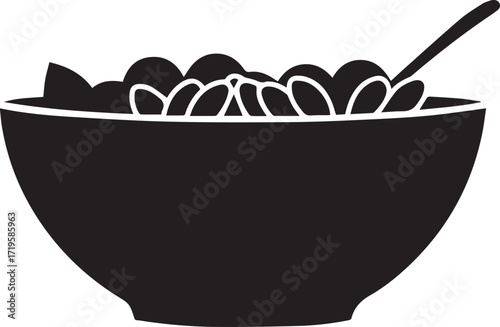 Fresh salad black and white silhouette vector illustration