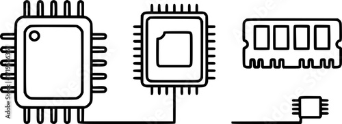 Icon set of chip.
