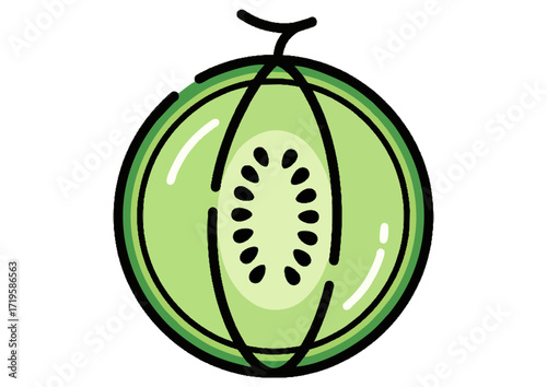 Stylized sliced kiwi fruit revealing its flesh and seeds on a white background, vector illustration 
